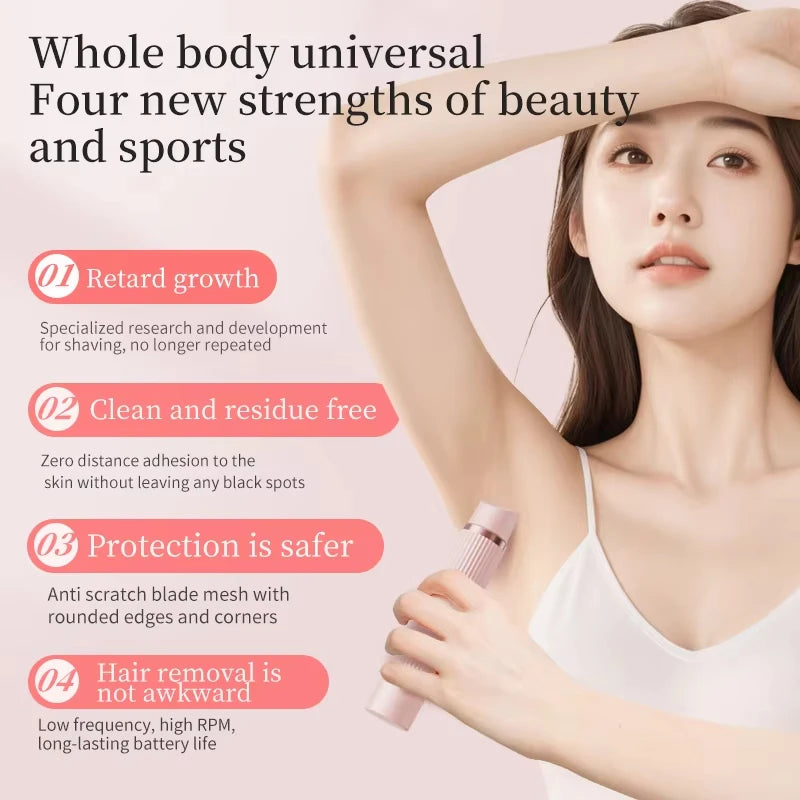 2026 New Women Electric Shaver Waterproof 2 in 1 Double Head Bikini Hair Trimmer Detachable Head Wet Dry Shaver