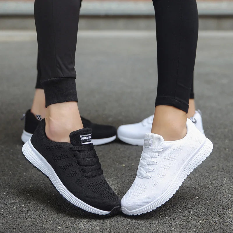 Women's Breathable Mesh Walking Sneakers – Lightweight Casual Flat Shoes