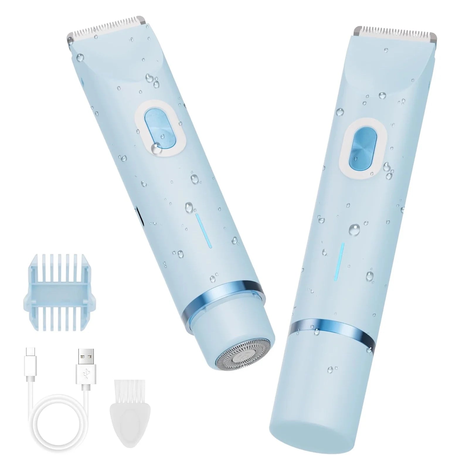 Bikini Trimmer for Women, 2 in 1 Dual Head Bikini Shaver & Body Shaver, Cordless & Waterproof Painless Electric Hair Removal