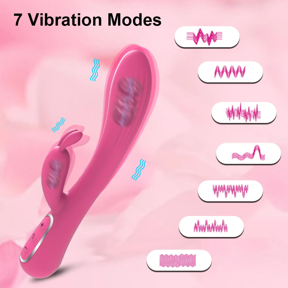 Powerful Rabbit Vibrator for Women Female Heating Dildo Clitoris Stimulator G Spot Vagina Nipple Massager Sex Toys for Adults
