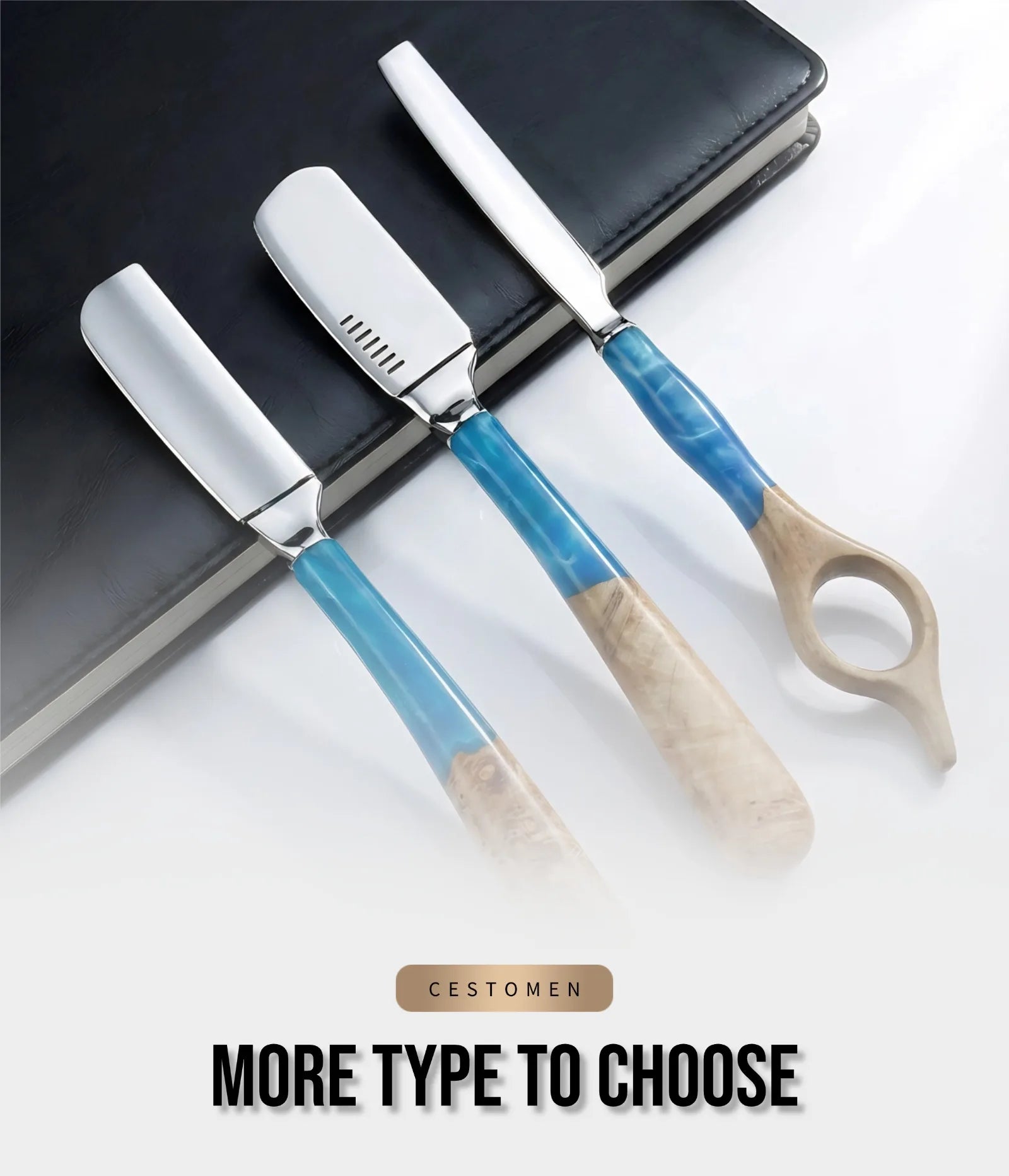 Professional Straight Razor for Men – Wooden Handle Barber Shaving Razor with Stainless Steel Blade