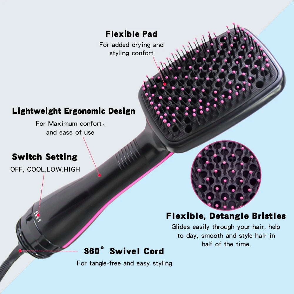 Brosse séchante à air chaud tout-en-un – Appareil de coiffage aux ions négatifs pour lisser, défroisser et donner du volume