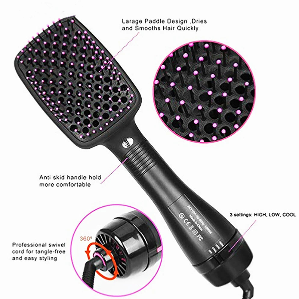 Brosse séchante à air chaud tout-en-un – Appareil de coiffage aux ions négatifs pour lisser, défroisser et donner du volume