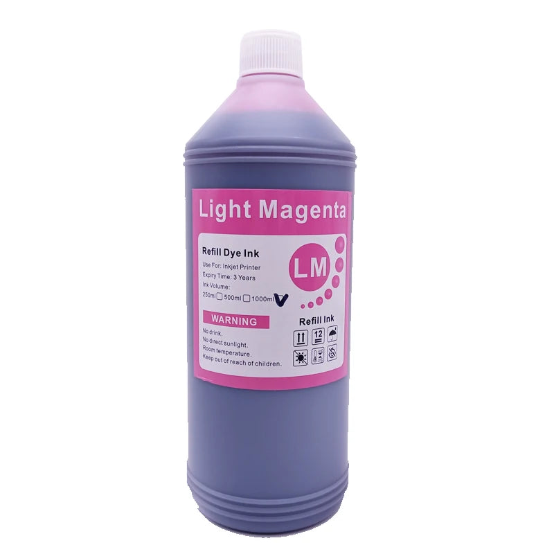 1000ML 1KG Liter Black C M Y Refill Dye Based Ink Kit Replacement For Epson Canon HP Brother Lexmark Samsung Dell Inkjet Printer