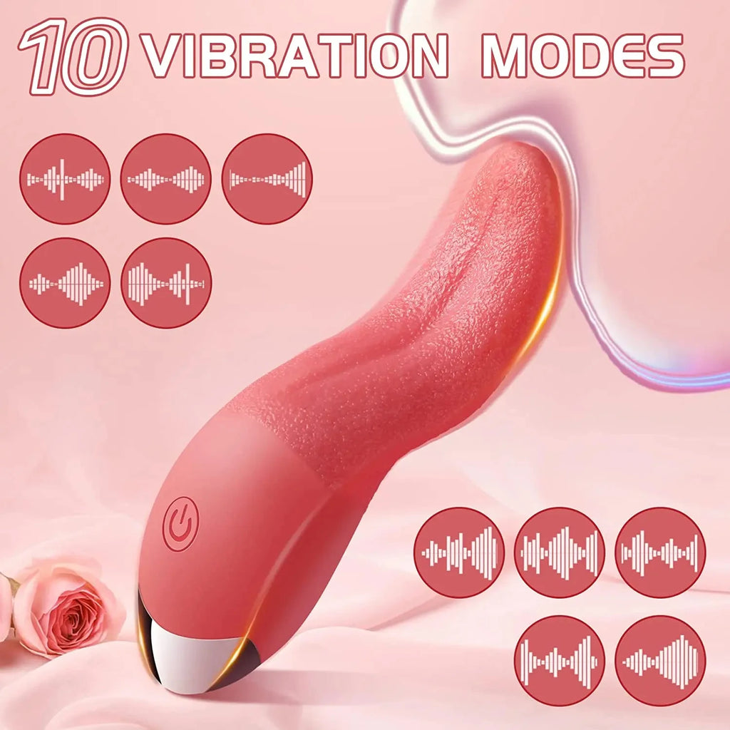 10 Speeds Heating Realistic Licking Tongue Vibrators for Women  Nipples Clitoral Stimulation Sex Toys for Adult Female Couples