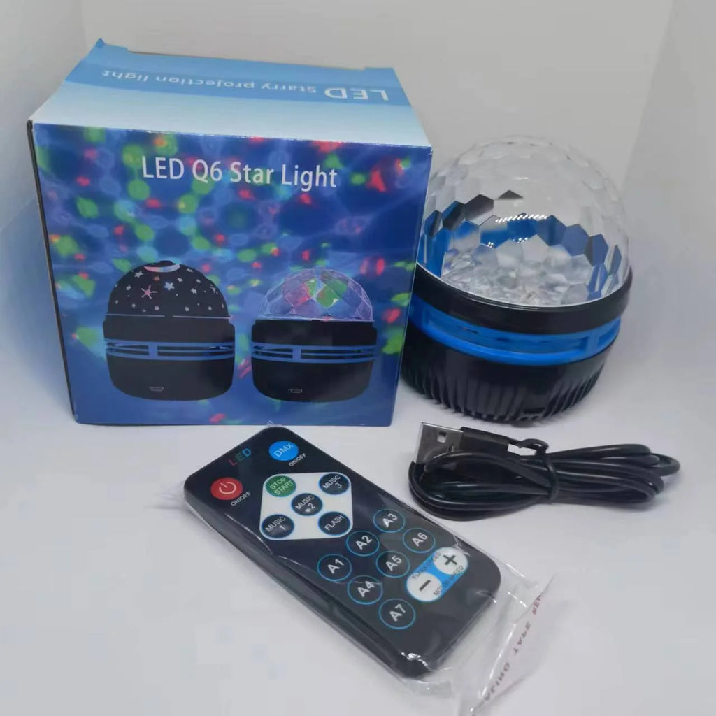USB Galaxy Aurora Projector – RGB 360° Rotating Night Light with Remote