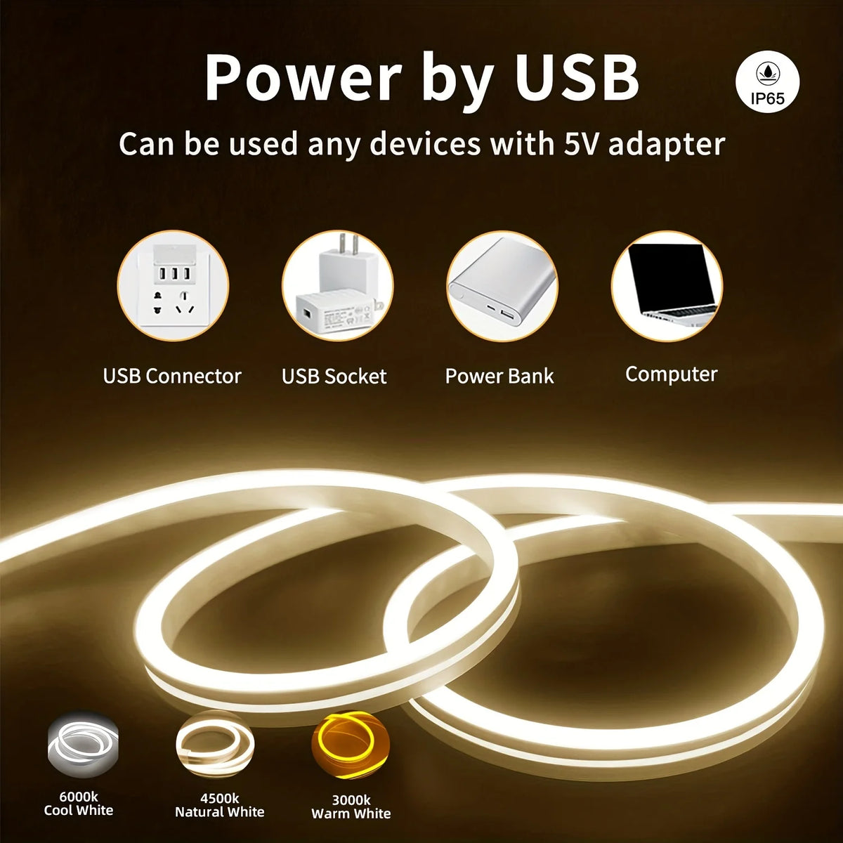 USB LED Neon Light Strip 5V – Dimmable Touch Sensor Waterproof