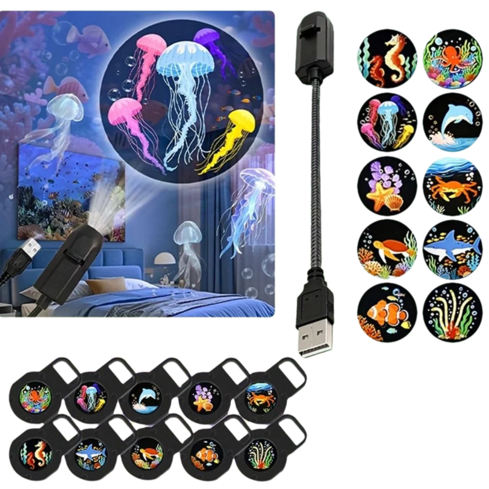 360° Ocean Projector Lamp – Rotating Ambient Night Light