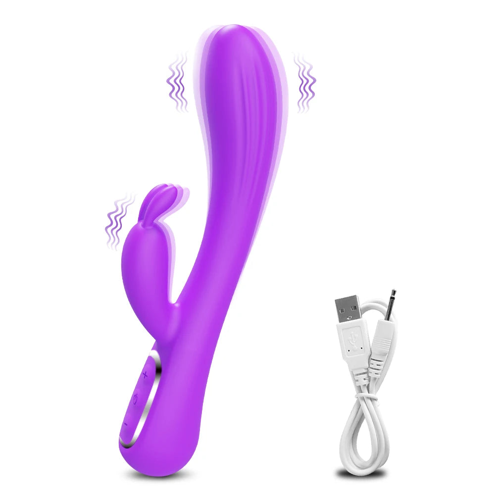 Powerful Rabbit Vibrator for Women Female Heating Dildo Clitoris Stimulator G Spot Vagina Nipple Massager Sex Toys for Adults