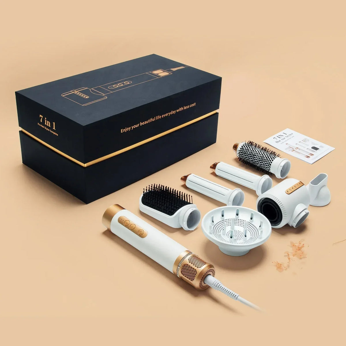 Sèche-cheveux professionnel 7-en-1 et brosse soufflante multi-coiffage – Moteur haute vitesse, technologie à ions négatifs