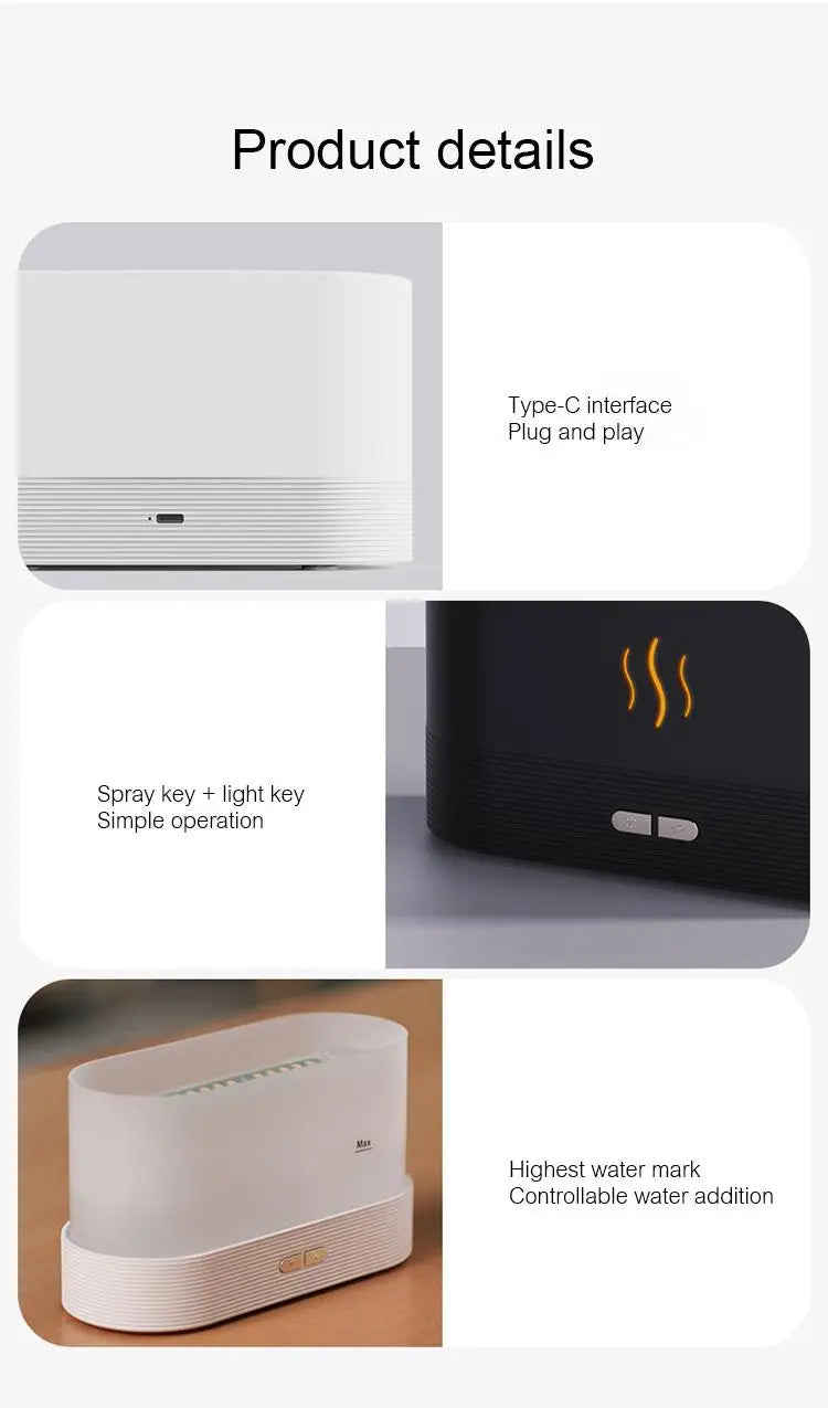 Flame Aroma Diffuser & Cool Mist Humidifier — 180ml