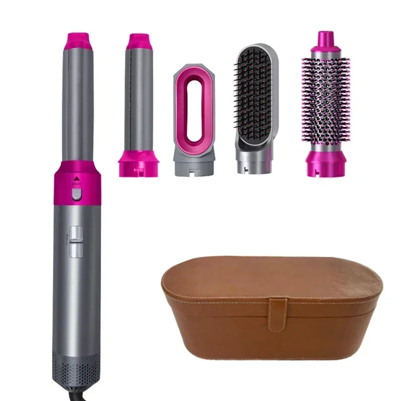Ensemble brosse à air chaud et outil de coiffage professionnel 5-en-1 – Bouclez, lissez et donnez du volume