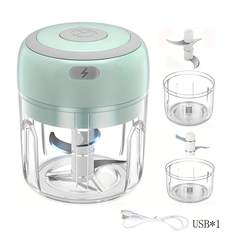 Mini picadora eléctrica de ajos de 100ml/250ml - Machacador USB recargable con potente batería de litio, fácil de usar para carne