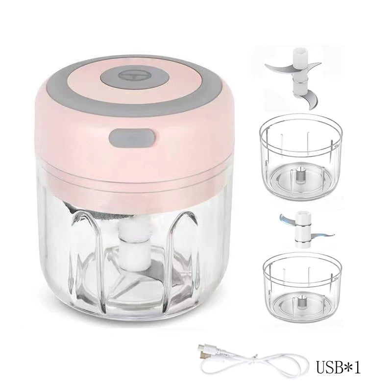 Mini picadora eléctrica de ajos de 100ml/250ml - Machacador USB recargable con potente batería de litio, fácil de usar para carne