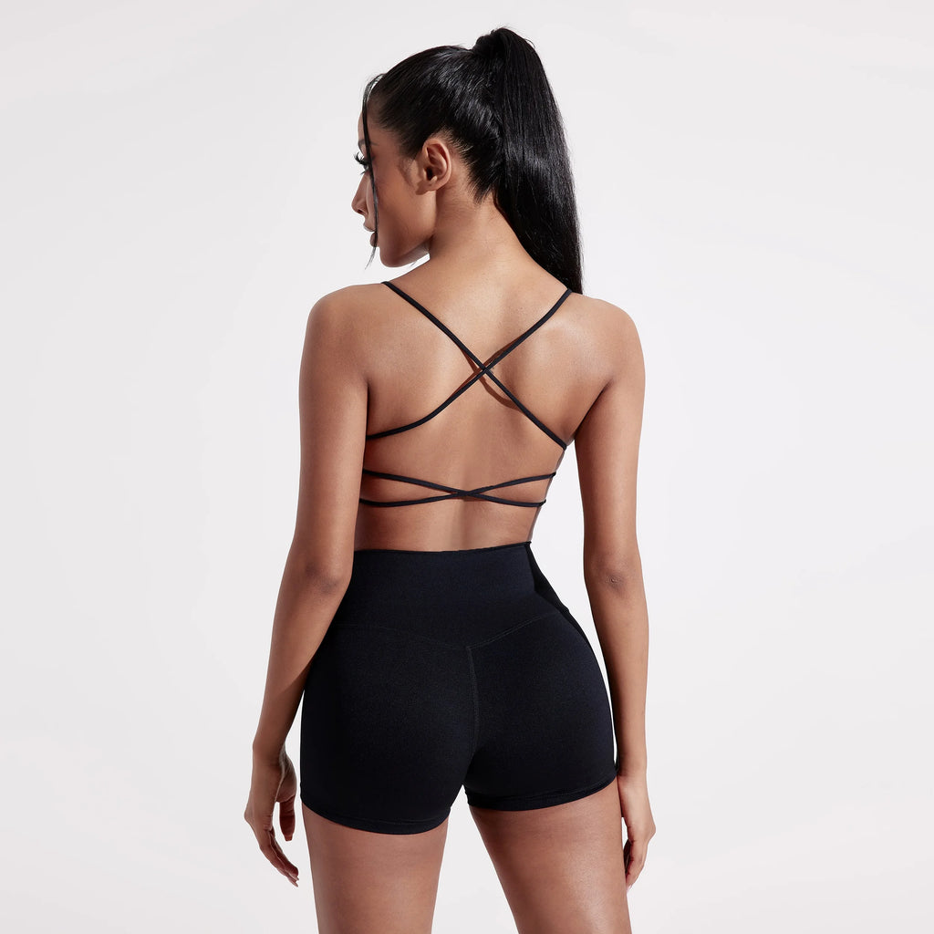 Brassière de sport femme dos croisé – Haut de fitness et yoga haute résistance avec coussinets de poitrine