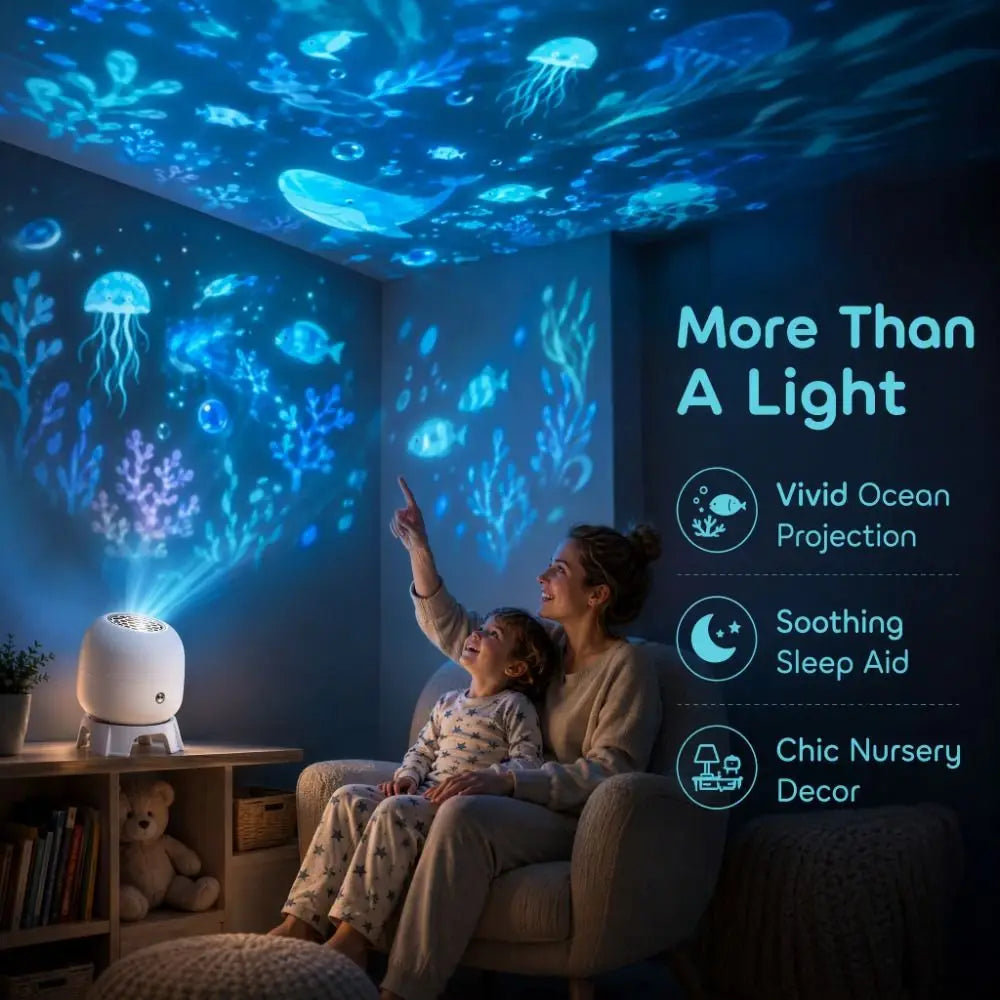 360° Ocean Projector Lamp – Rotating Ambient Night Light