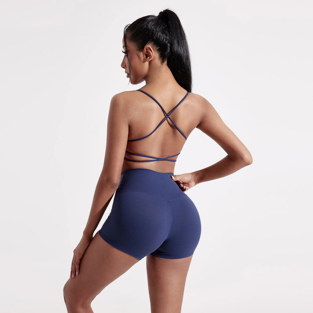 Brassière de sport femme dos croisé – Haut de fitness et yoga haute résistance avec coussinets de poitrine