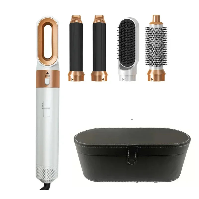 Ensemble brosse à air chaud et outil de coiffage professionnel 5-en-1 – Bouclez, lissez et donnez du volume