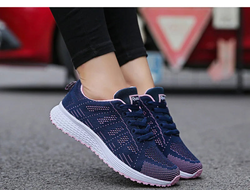 Women's Breathable Mesh Walking Sneakers – Lightweight Casual Flat Shoes