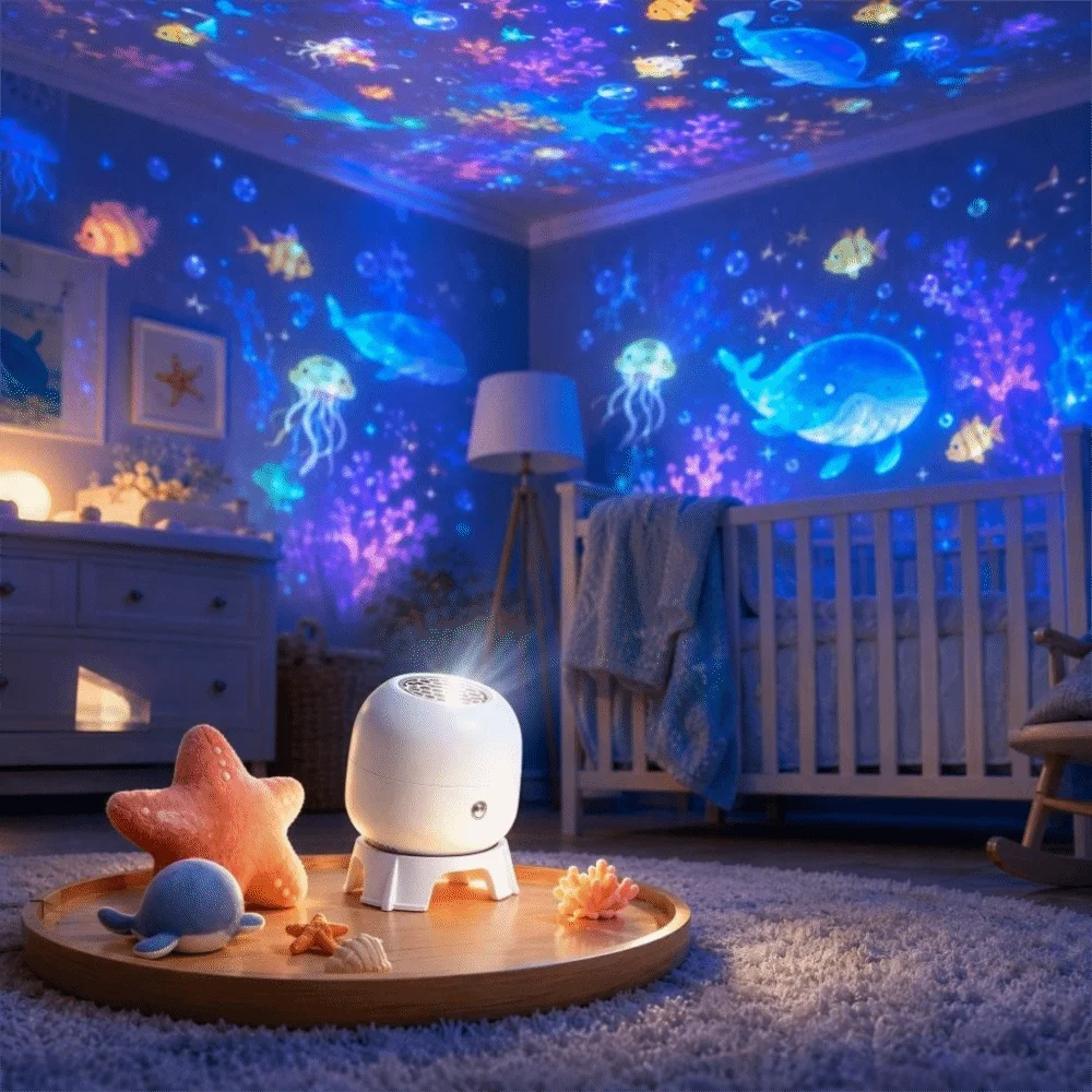 360° Ocean Projector Lamp – Rotating Ambient Night Light