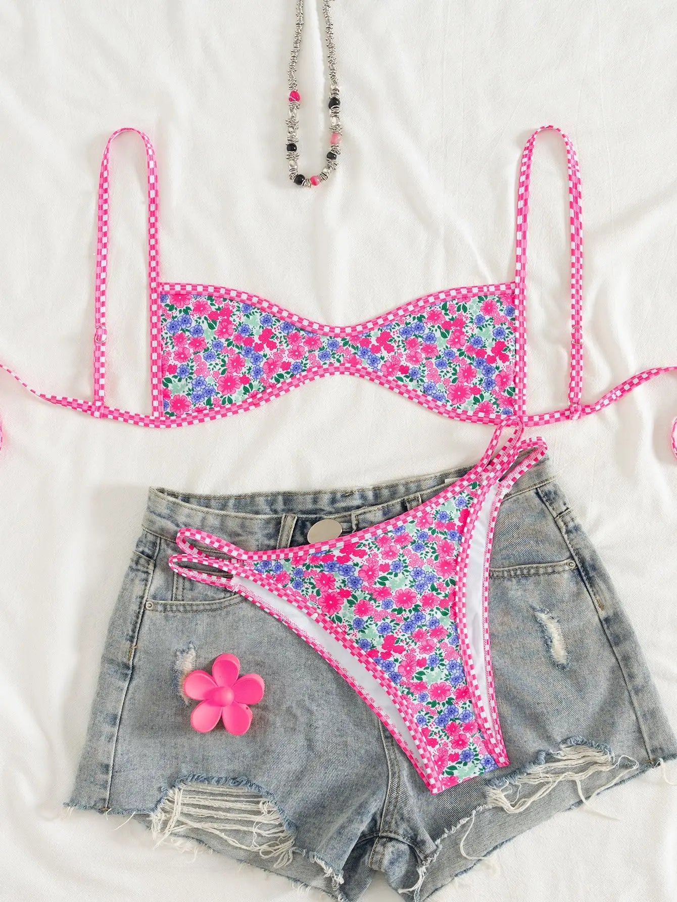 "Conjunto de bikini sin tirantes nuevo 2025 - Traje de baño sexy de dos piezas con espalda descubierta y lazo frontal para mujer"