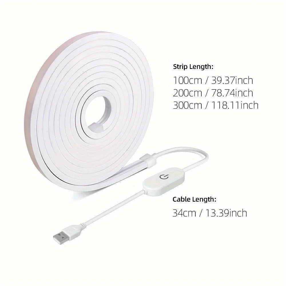 USB LED Neon Light Strip 5V – Dimmable Touch Sensor Waterproof
