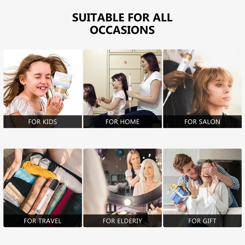Sèche-cheveux professionnel 7-en-1 et brosse soufflante multi-coiffage – Moteur haute vitesse, technologie à ions négatifs