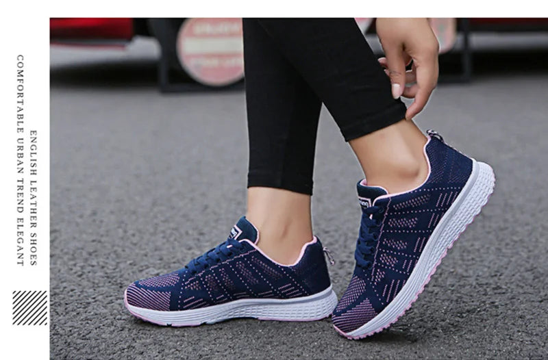 Women's Breathable Mesh Walking Sneakers – Lightweight Casual Flat Shoes