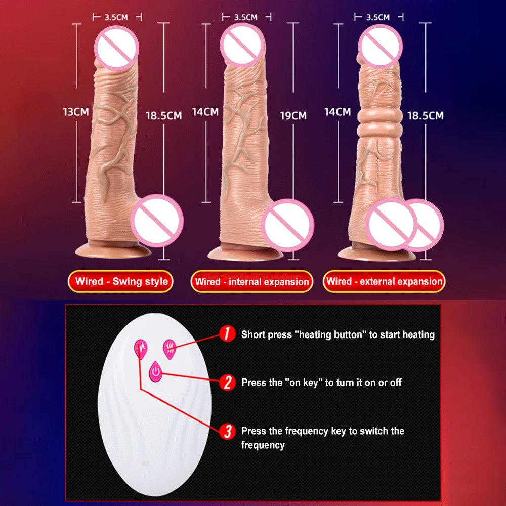 Telescopic Heating Dildo Vibrators Sex Toys For Women G-spot Massage Huge Realistic Penis Vibrator Female Masturbator Sex Shop