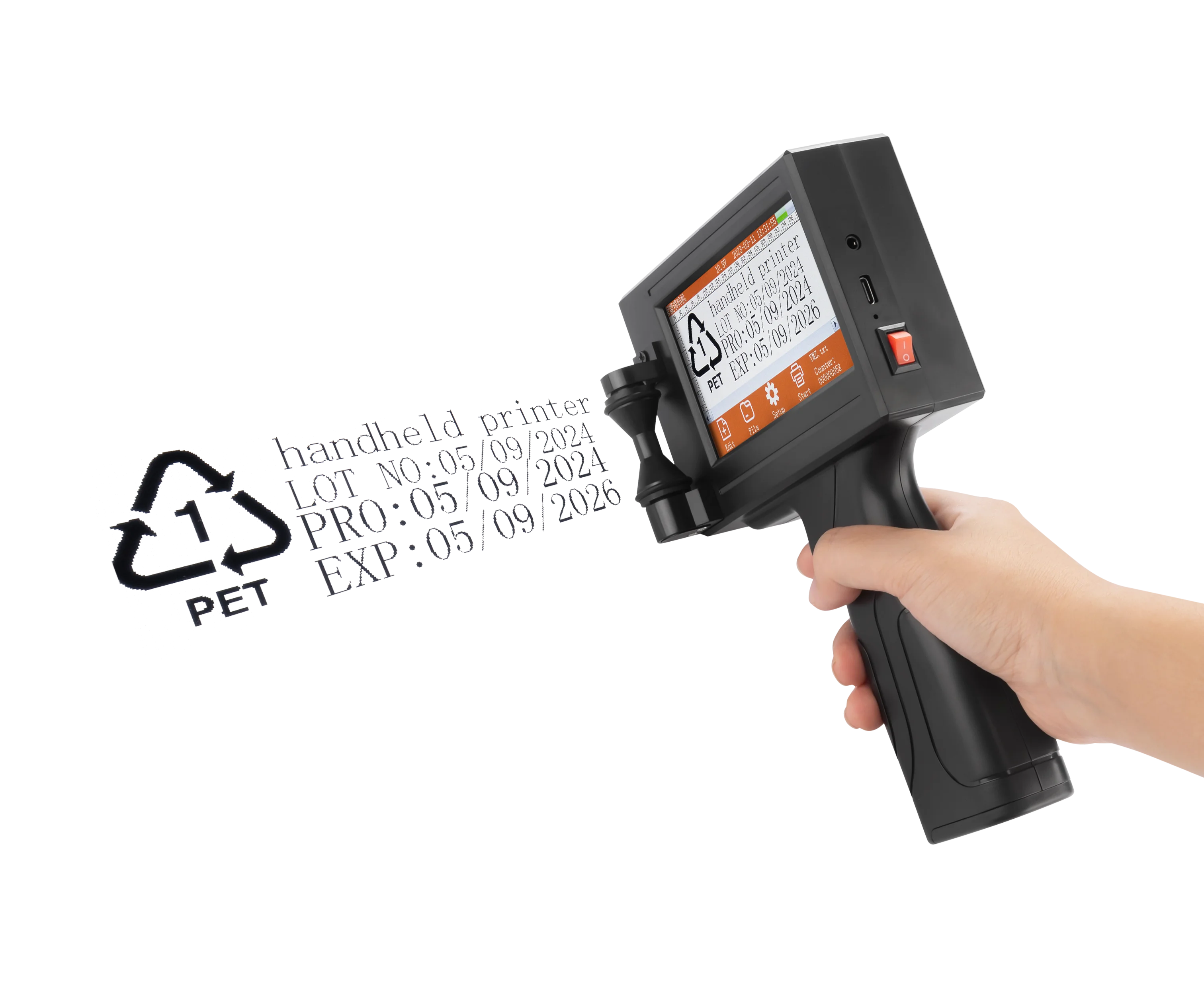 YS300 12.7mm Handheld Inkjet Printer – Portable Date Code & Expiry Date Coding Machine for Labels & Cartons