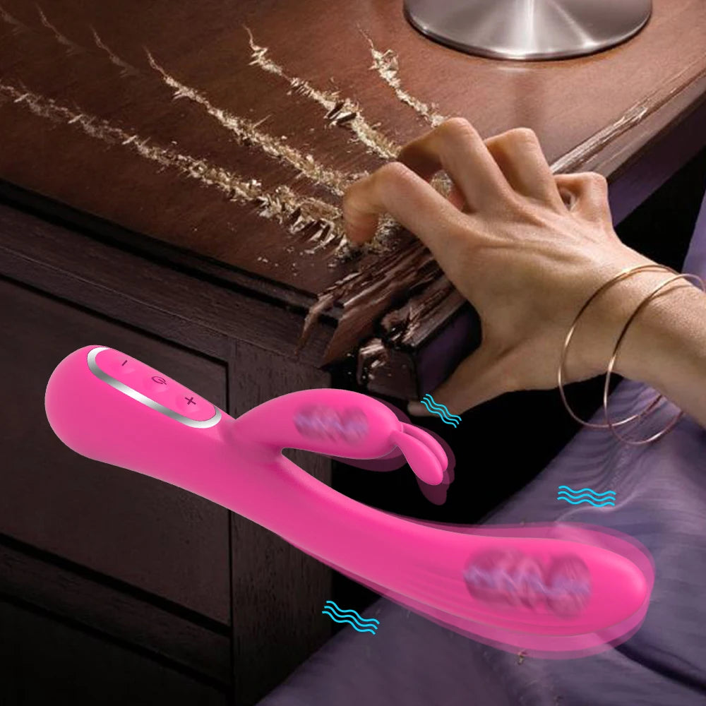 Powerful Rabbit Vibrator for Women Female Heating Dildo Clitoris Stimulator G Spot Vagina Nipple Massager Sex Toys for Adults