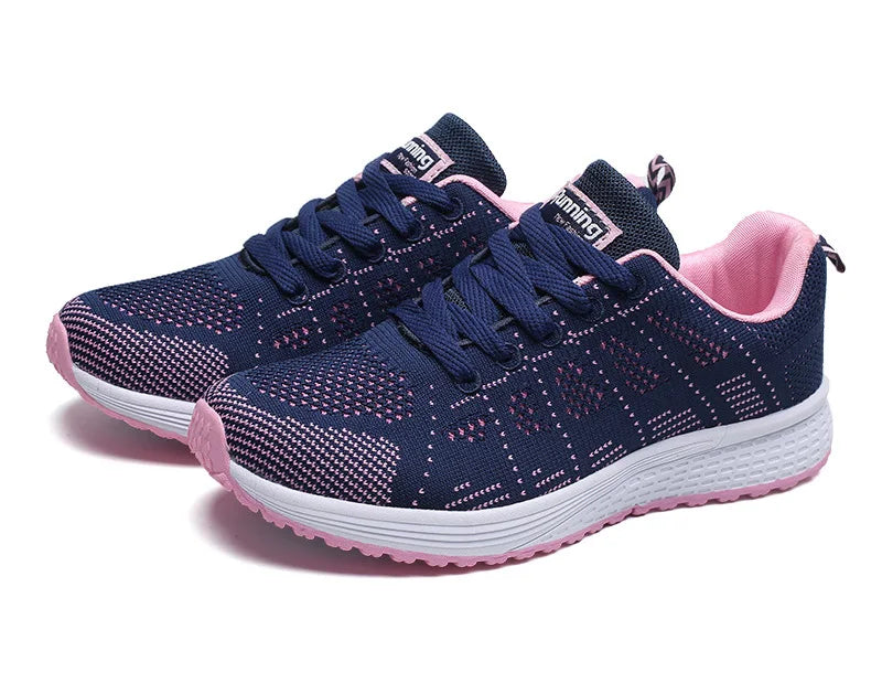 Women's Breathable Mesh Walking Sneakers – Lightweight Casual Flat Shoes
