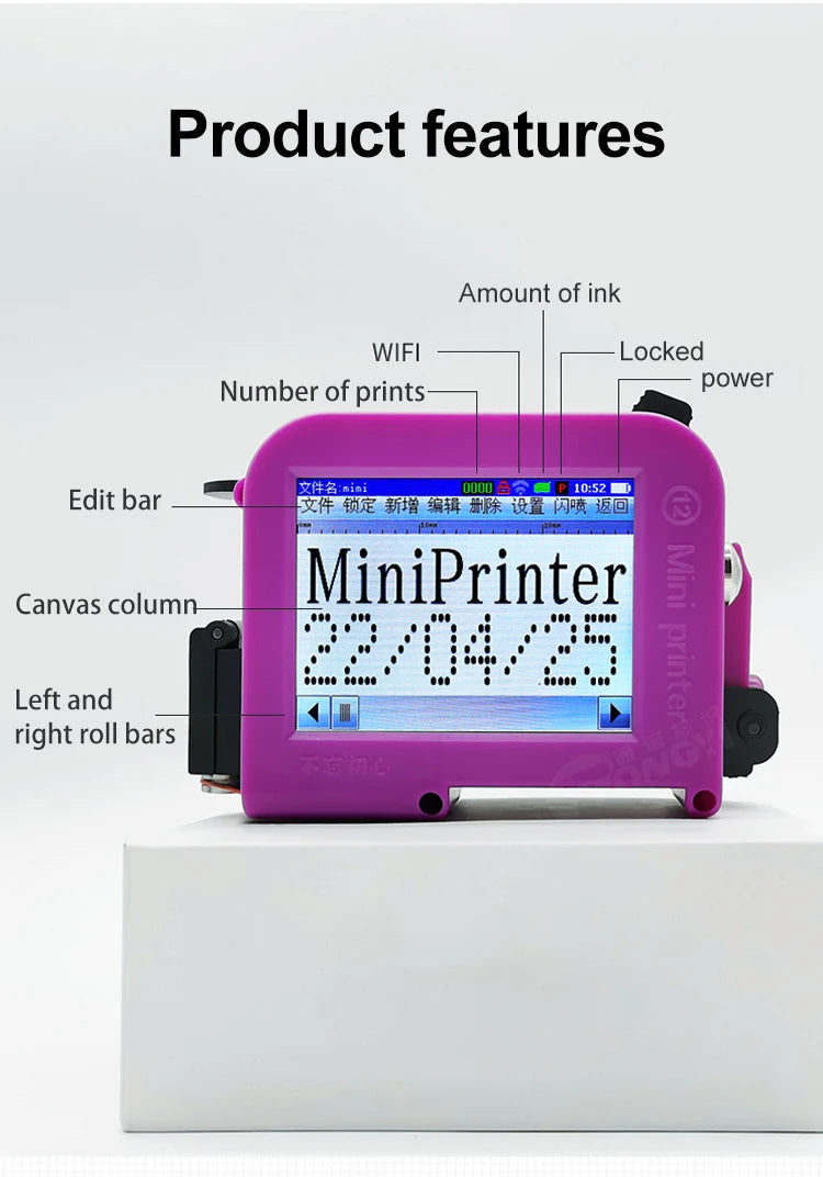 Small Portable Handheld Inkjet Label Printer QR Code Logo Date Text Intelligent Printing Equipment Metal Plastic Permanent Color