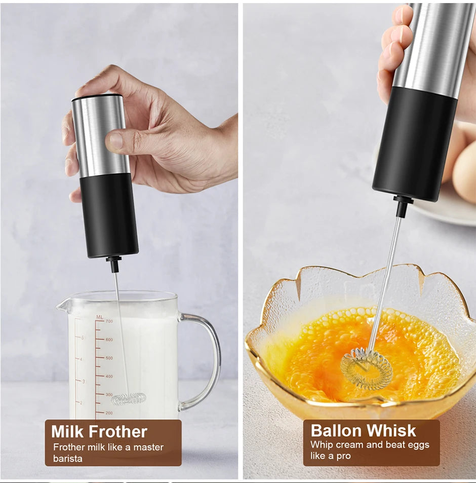 Espumador de leche eléctrico Batidor mezclador para café, mezclador de bebidas portátil eléctrico mini espumador a pilas