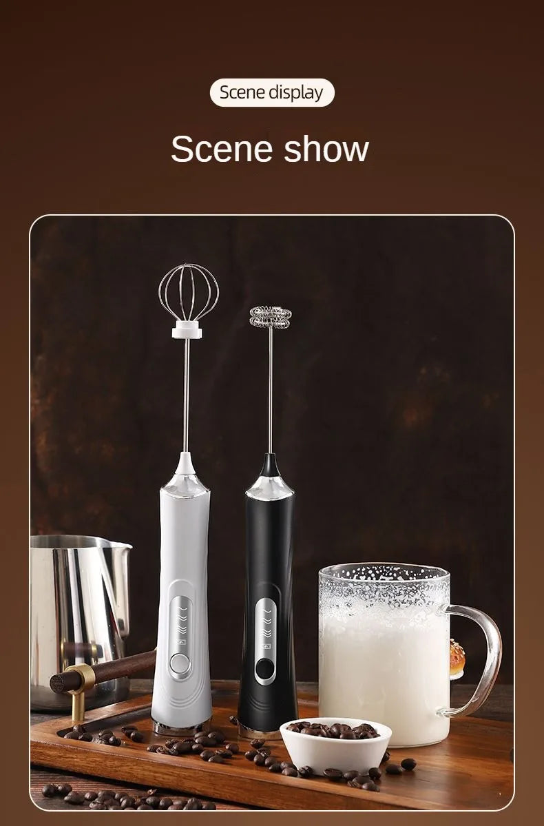 Batidora eléctrica USB, espumador de leche y café de mano, licuadora portátil de 3 velocidades, para hacer mantequilla, herramienta de cocina, mezclador de ingredientes