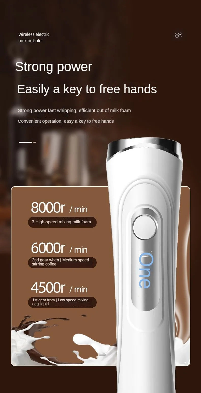 Batidora eléctrica USB, espumador de leche y café de mano, licuadora portátil de 3 velocidades, para hacer mantequilla, herramienta de cocina, mezclador de ingredientes