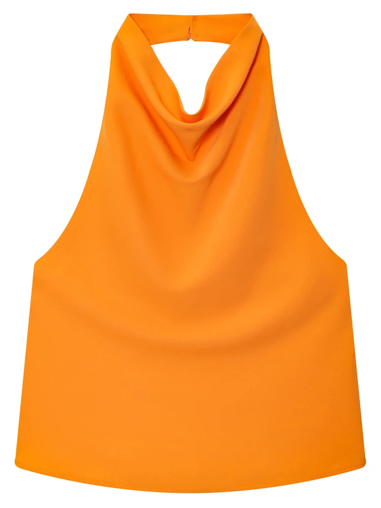 Haut corset dos nu à encolure américaine en satin pour femme – Débardeur élégant pour soirée d'été