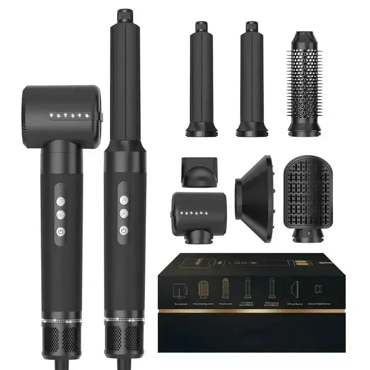 Sèche-cheveux professionnel 7-en-1 et brosse soufflante multi-coiffage – Moteur haute vitesse, technologie à ions négatifs