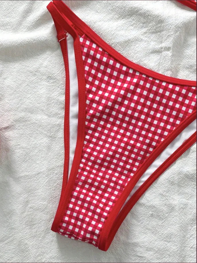 "Conjunto de bikini sin tirantes nuevo 2025 - Traje de baño sexy de dos piezas con espalda descubierta y lazo frontal para mujer"