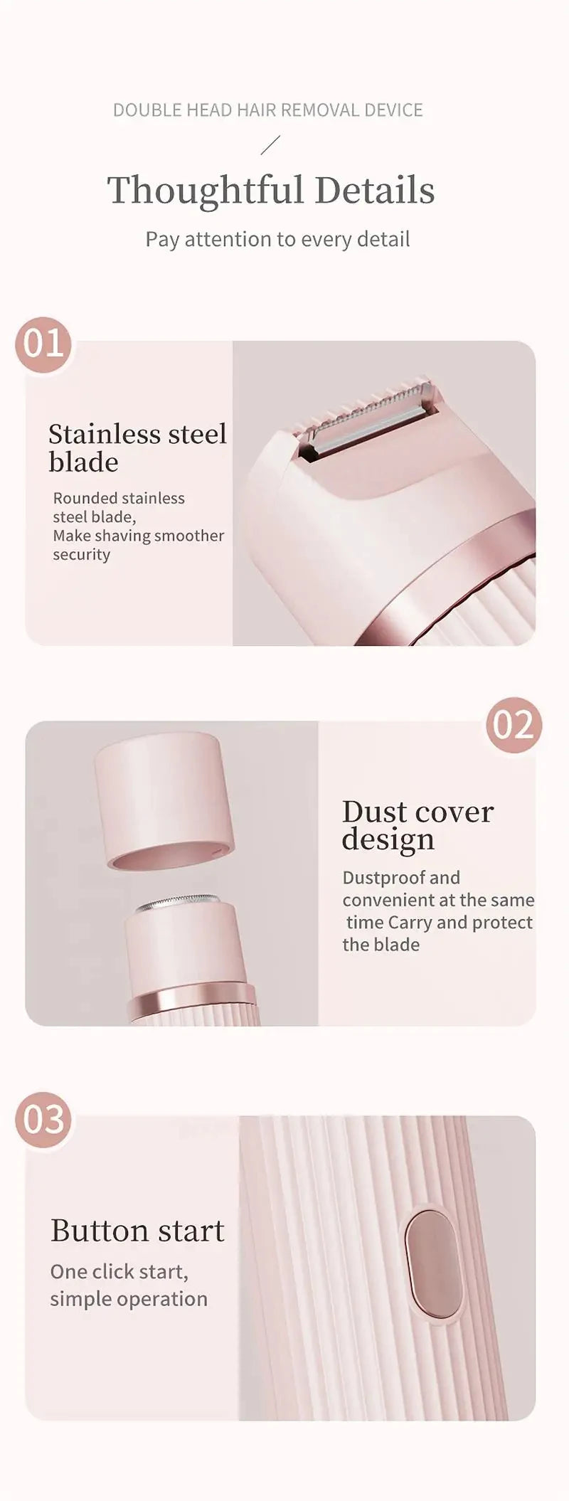 2026 New Women Electric Shaver Waterproof 2 in 1 Double Head Bikini Hair Trimmer Detachable Head Wet Dry Shaver