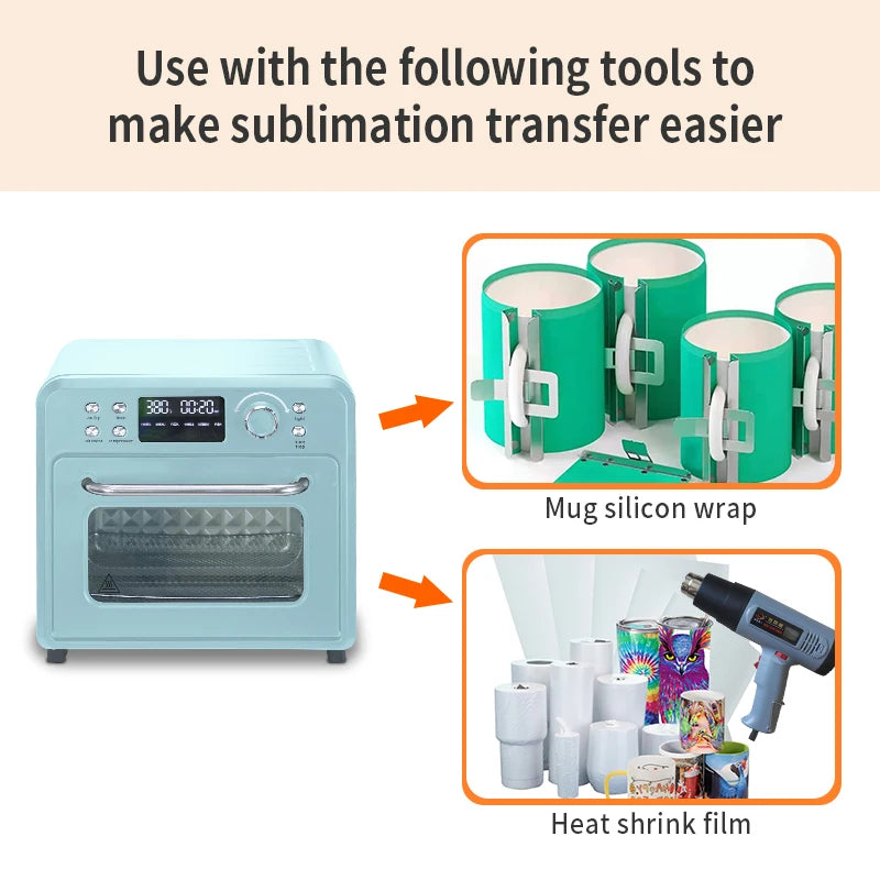16L Air Fryer Sublimation Oven – Mug & Tumbler Heat Press Machine for Cups, Bottles & Sublimation Blanks Printing