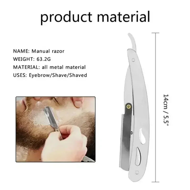 Professional Folding Straight Razor for Men – Stainless Steel Barber Shaving Razor with Blade for Beard Grooming
