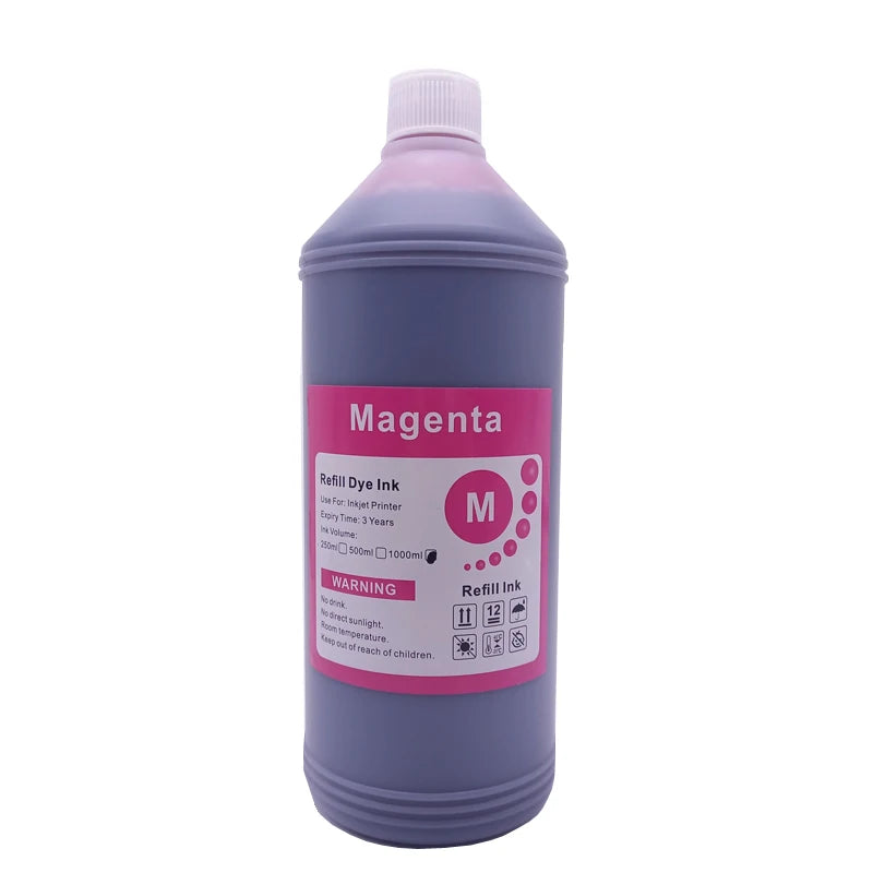 1000ML 1KG Liter Black C M Y Refill Dye Based Ink Kit Replacement For Epson Canon HP Brother Lexmark Samsung Dell Inkjet Printer
