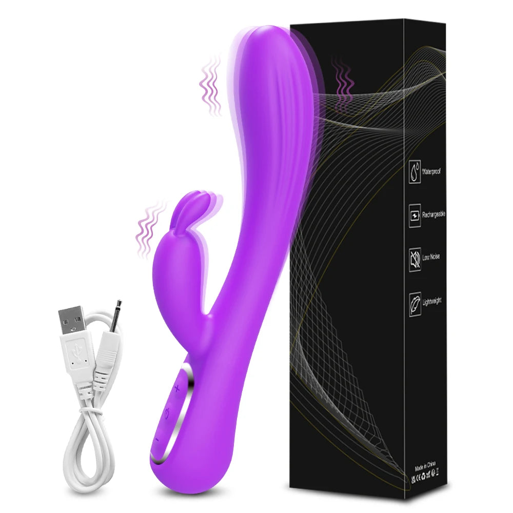 Powerful Rabbit Vibrator for Women Female Heating Dildo Clitoris Stimulator G Spot Vagina Nipple Massager Sex Toys for Adults