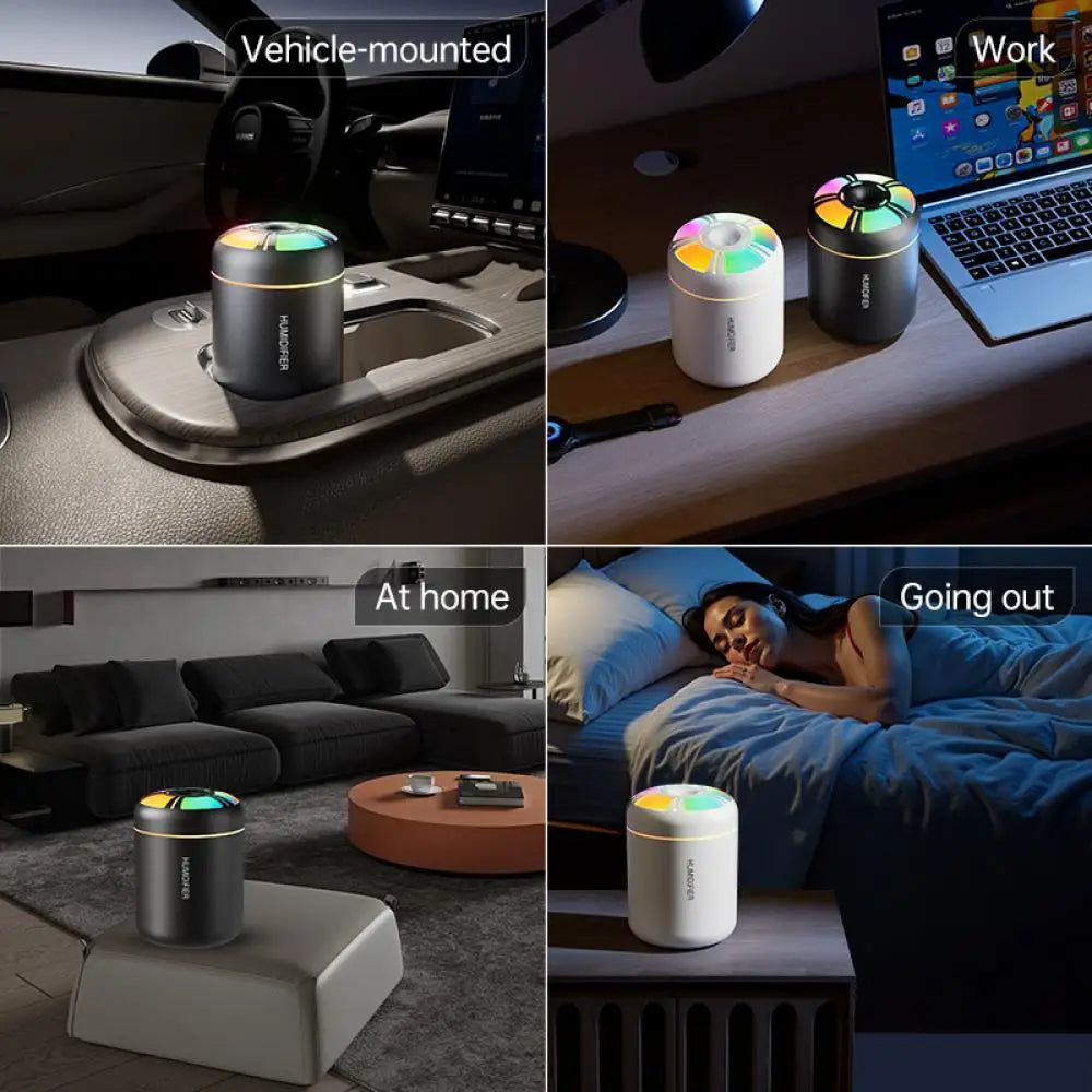 Diffuseur d'arômes et humidificateur USB 180 ml – Brumisateur d'huiles essentielles avec lumières d'ambiance colorées