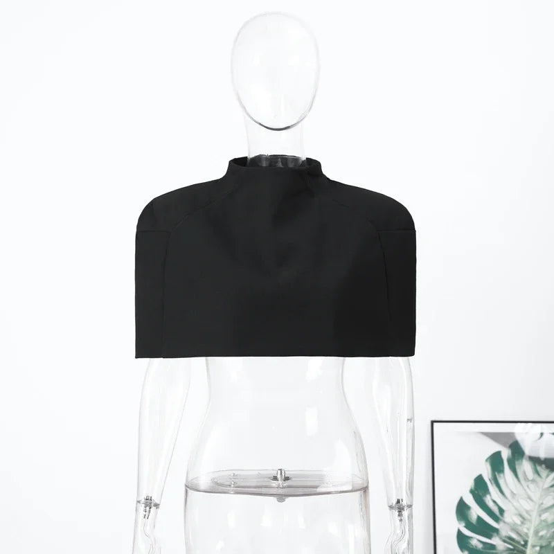 Women's Cropped Turtleneck Shoulder Pad Top – Chic Short Sleeve Women's Top