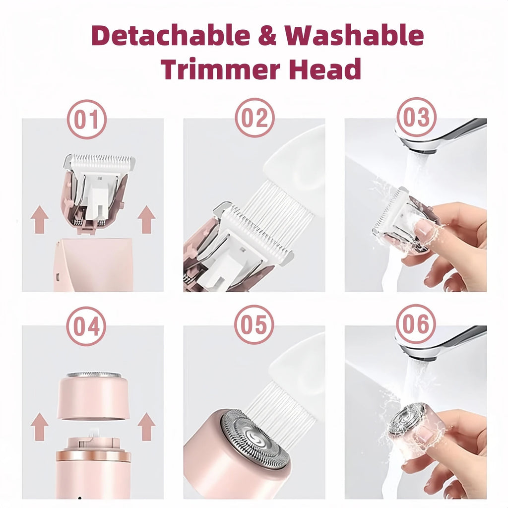Bikini Trimmer for Women, 2 in 1 Dual Head Bikini Shaver & Body Shaver, Cordless & Waterproof Painless Electric Hair Removal
