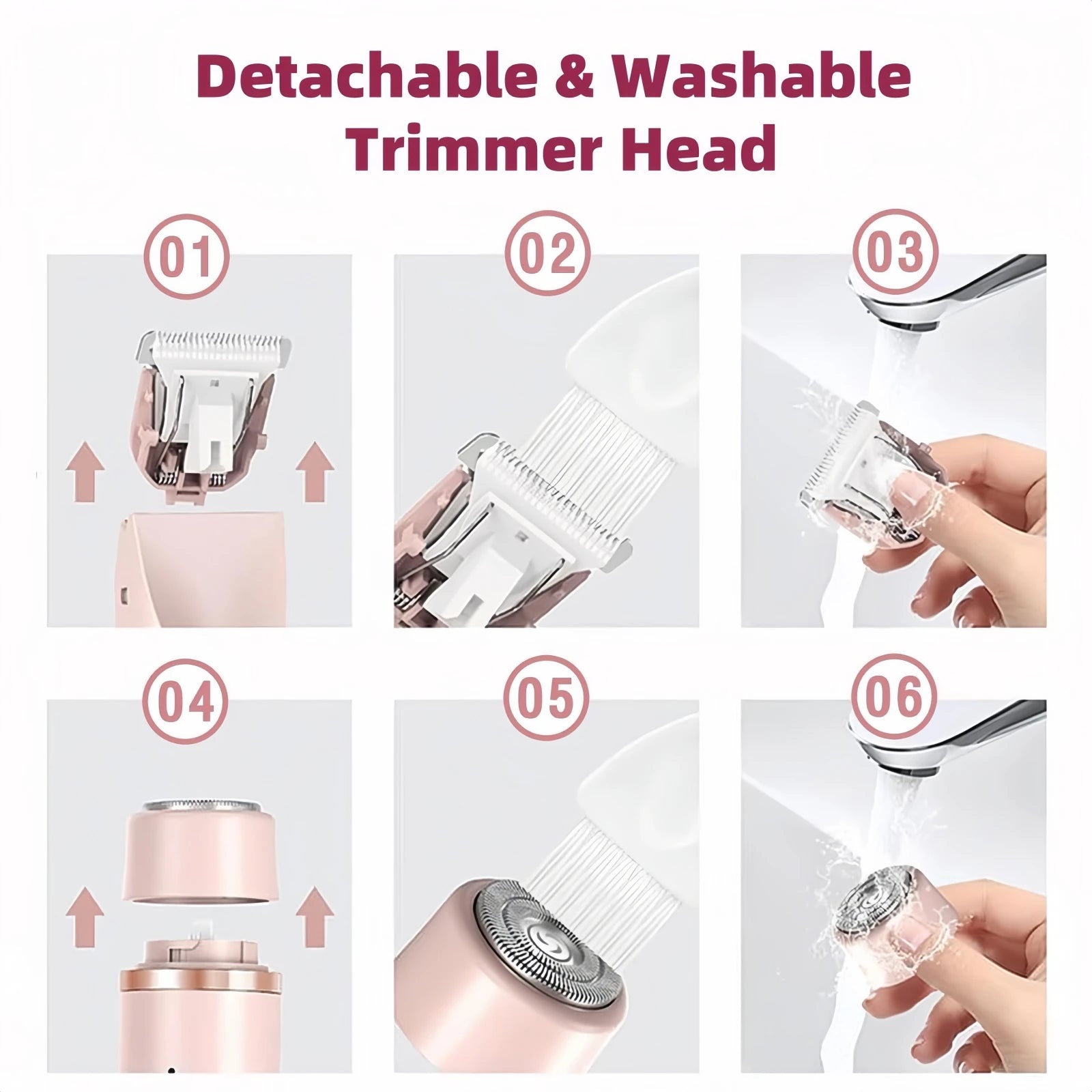 Bikini Trimmer for Women, 2 in 1 Dual Head Bikini Shaver & Body Shaver, Cordless & Waterproof Painless Electric Hair Removal