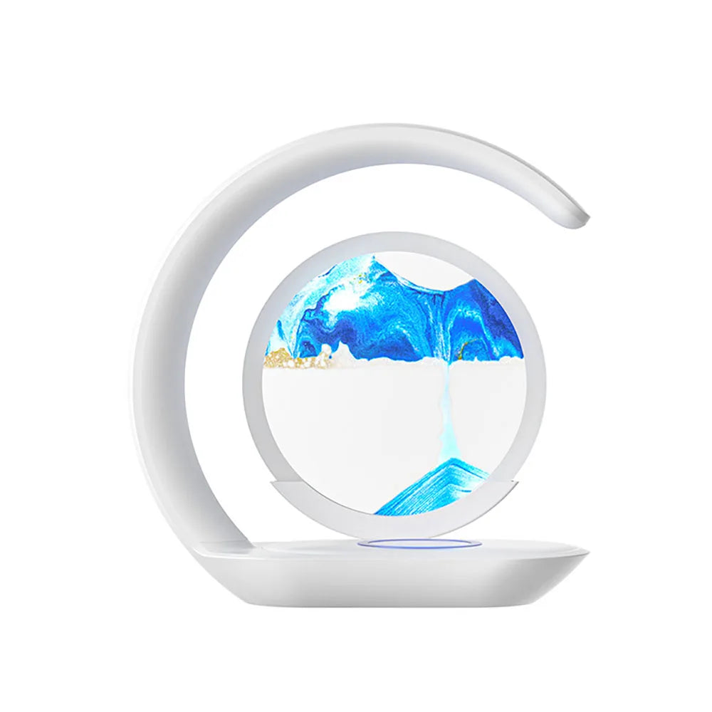 Lampe de table sablier avec chargeur sans fil – Veilleuse art du sable 3D