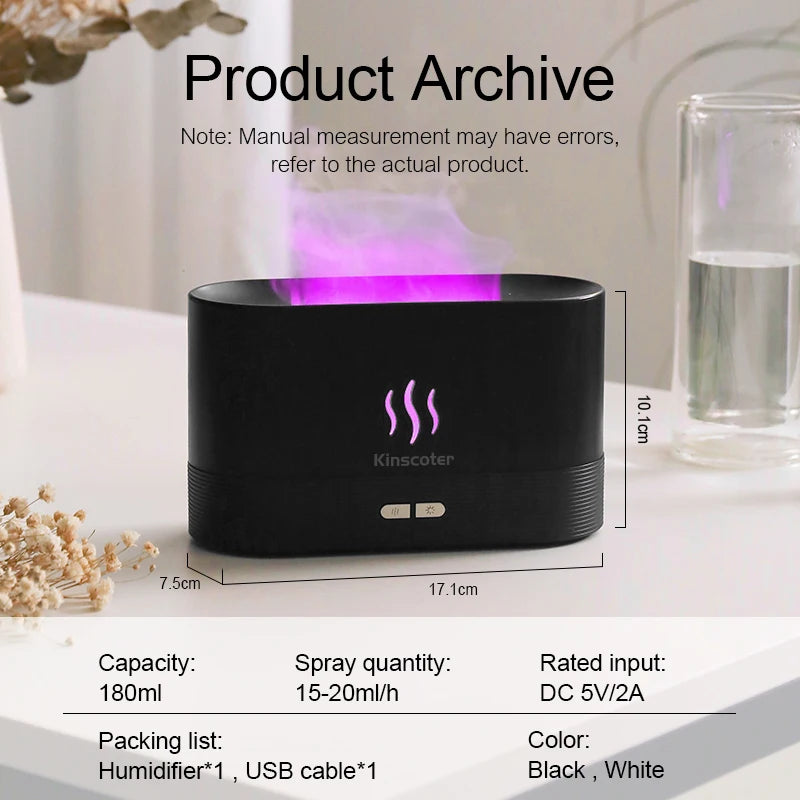 Flame Aroma Diffuser & Cool Mist Humidifier — 180ml